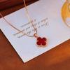 New Style Red Four-leaf Clover Necklace for Women Natural Red Agate Choker