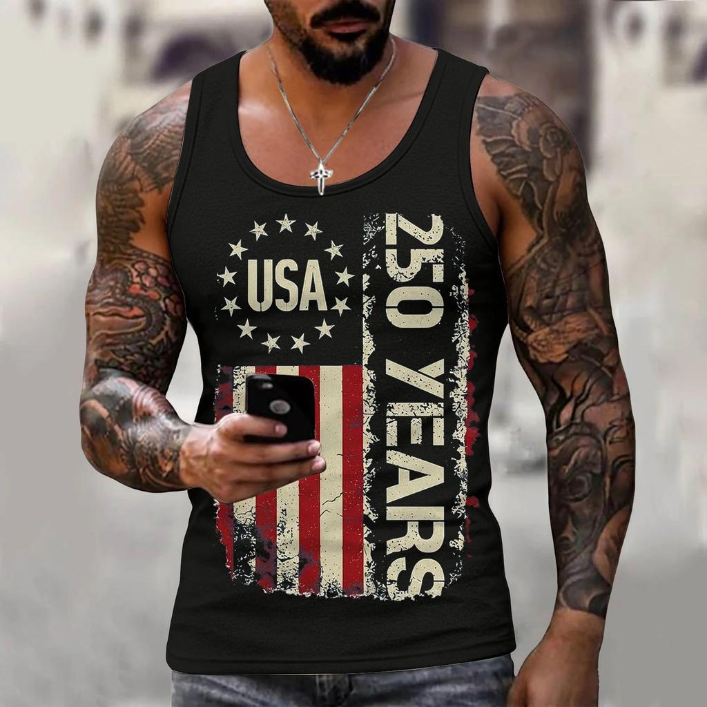 Men 4th Of Shirts USA Muscle Sleeveless Shirt Patriotic Tank Tops