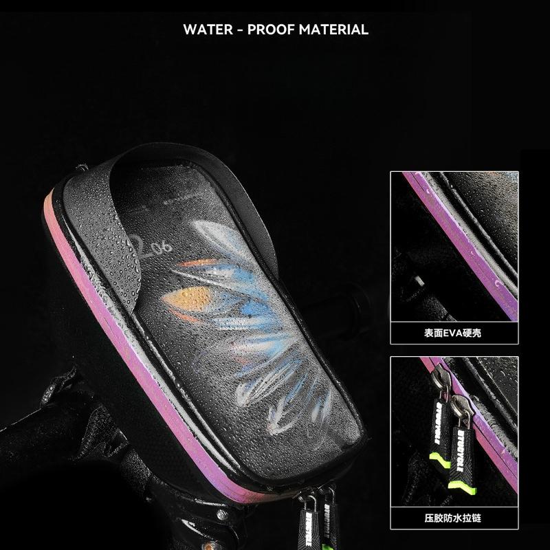 1 Stück Fahrradtasche Bunt Reflektierender Reißverschluss EVA Hartschale Wasserdicht Handy Touch Lenker Tasche Fronttasche