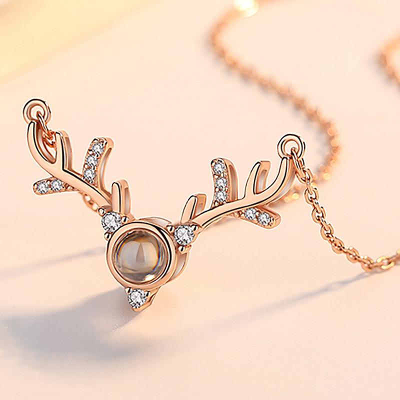 

Love Stunning Memory Projection Necklace With Rhinestone Accents In Rose Gold