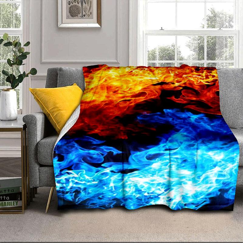 Flame Dance In Blue And Orange Blanket Flannel Blanket Throw Blanket Sofa Cover Blanket Soft Premium Blanket Picnic Blanket Tv Blanket Gifts
