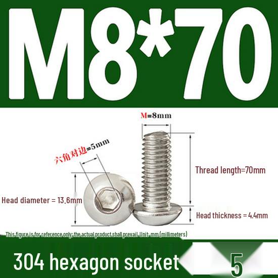 ISO7380 Stainless Steel Hex Drive Dome Head Screws - M2 to M16