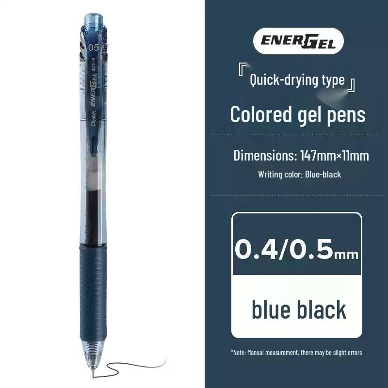 Гелевая ручка Pentel с быстросохнущими черными чернилами, BLN105 Signature, Студенческая, Двойная скорость 0.5mm