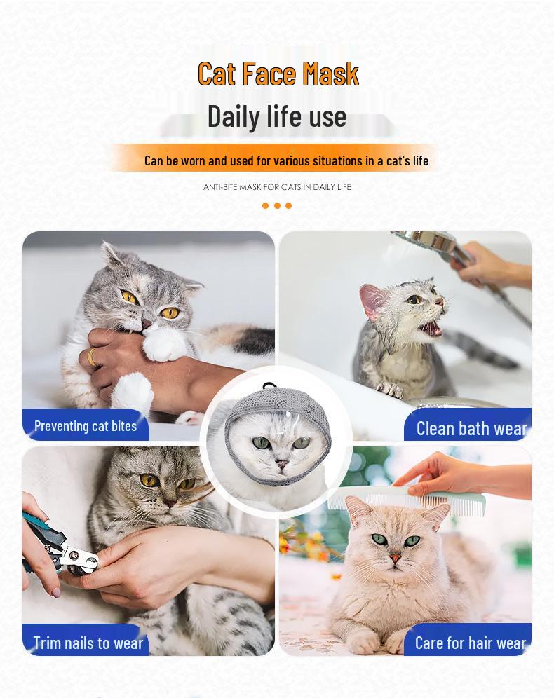 2024 Breathable Cat Mask: Anti-Lick, Anti-Scratch, Anti-Eating, Clear Vision Cat Head Cover