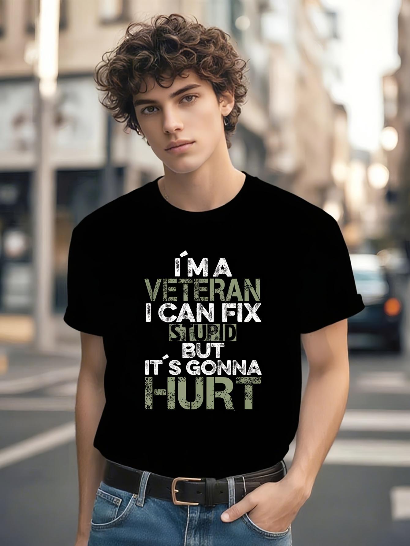 Pride Humorous I Can Fix Stupid Black Cotton T-shirt - Patriotic Military Apparel M
