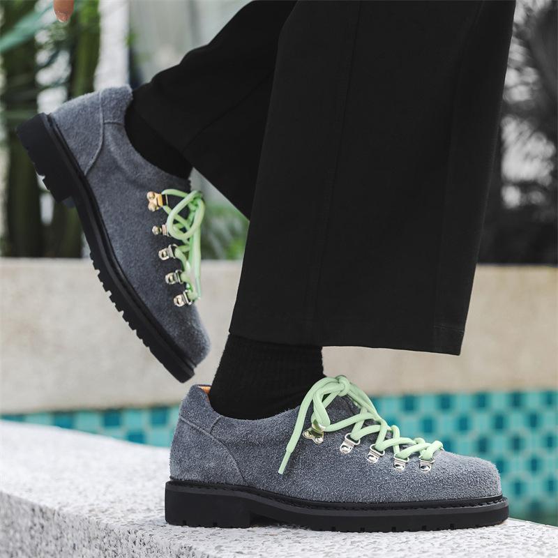 Móda 2025 Podzim Pánské semišové kožené boty Chukka Ležérní pracovní obuv Silná podrážka Kulatá špička Nazouvací Pohodlné Retro Luxusní Kotníkové boty