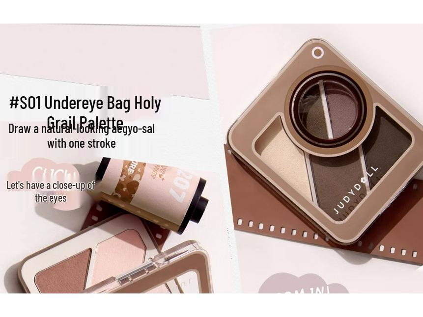 Paletă Judydoll 2-în-1 pentru Sprâncene și Fard de Ochi cu Contur, Iluminator și Iluminator pentru Zona de Sub Ochi