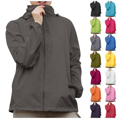 Women's Solid Colored Hooded Long Sleeved Jacket, Windbreaker, Sun  Jacket, Outdoor Sports Jacket