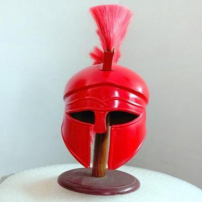 Roman Corinthian Helmet Hand Painted With Red Plume Metal Handmade Battle Ready Armor Historical Helmet