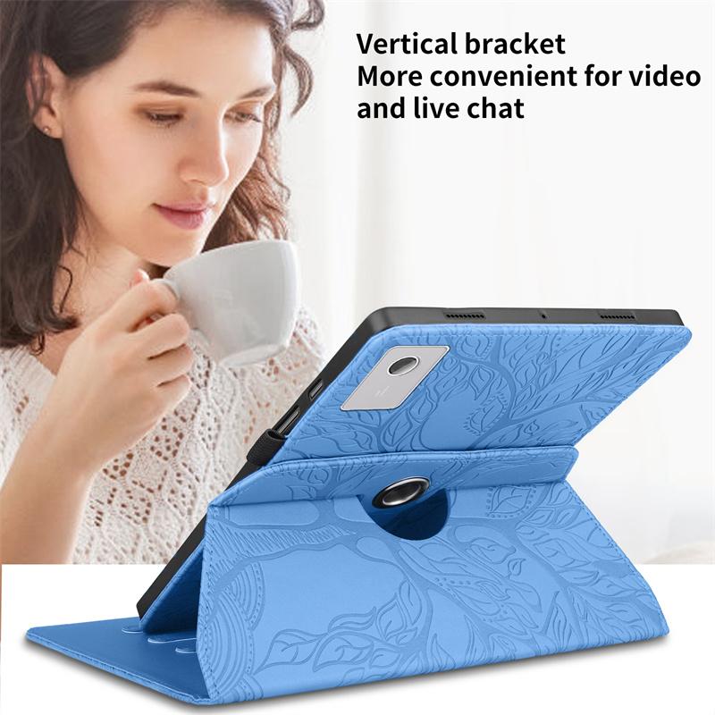 For Lenovo Idea Tab Plus 12.1 Case Tb361fu Tb365fc Embossed 360 Rotating Stand Tablet Funda For Lenovo Idea Tab Plus Case 12.1"