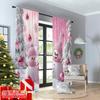 2D flat printing 2pcs Christmas Scene Curtain Pink and White Winter 100% Polyester Without Electricity Festive Wall Decor