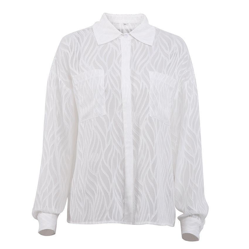 Spring and summer French white texture chiffon shirt women's new perspective thin niche design European and American tops