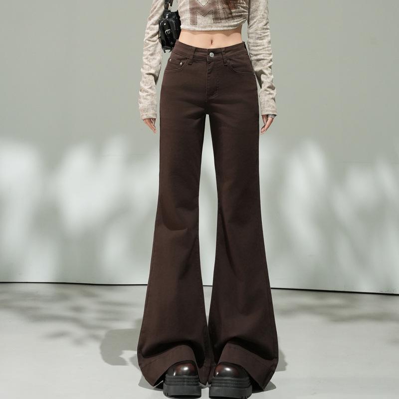

Women s Khaki Plush High Waist Slimming Flare Pants - Spring/Autumn 2025 Collection XS