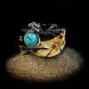 New European and American Popular Jewelry Style Two Color Electroplated Turquoise Engagement Ring