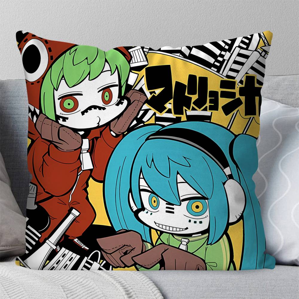 Anime GUMI And Hatsune Miku Matryoshka Pillow Case Square Pillow Bedroom Sofa Leisure Comfort Cushion Car Home Decoration
