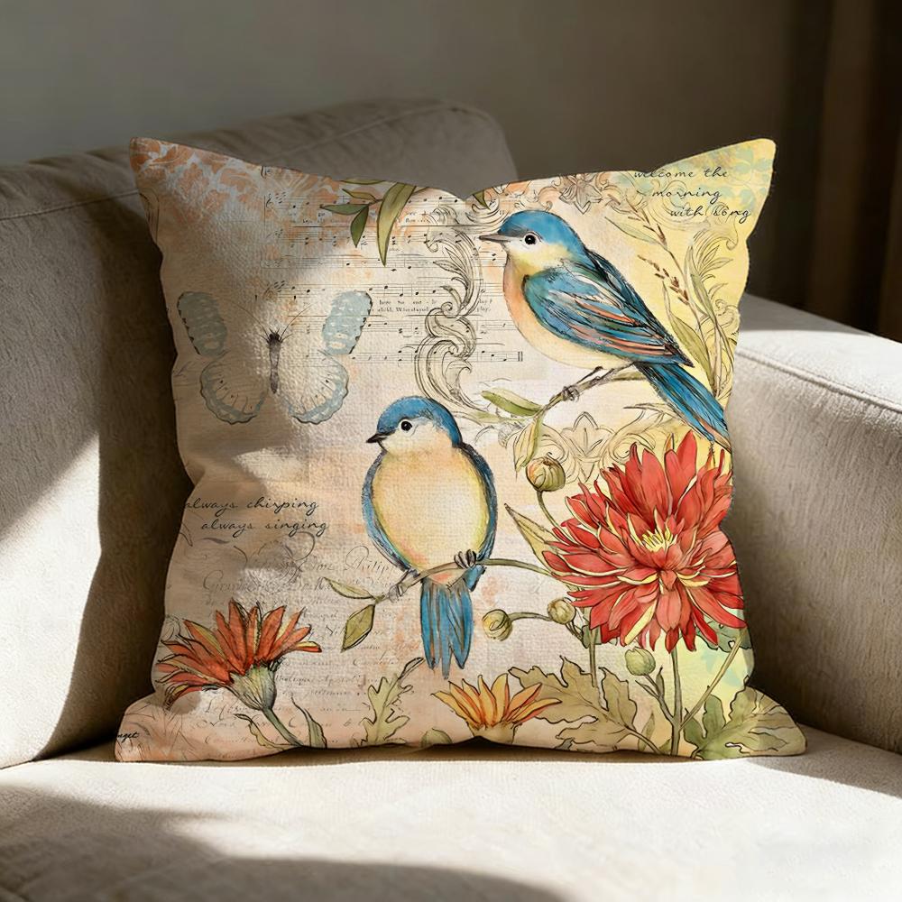 Vintage Floral Pillow Case Pillowcase, Double-sided Printed, Sofa Cushion, Bedroom Headboard Pillow