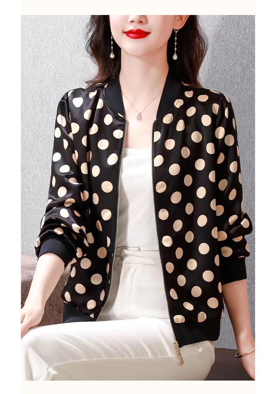 

Women s Polka Dot Chiffon Long Sleeve Sun Protection Jacket - Casual Loose Fit, Lightweight, Stylish Summer Baseball Short Coat. L