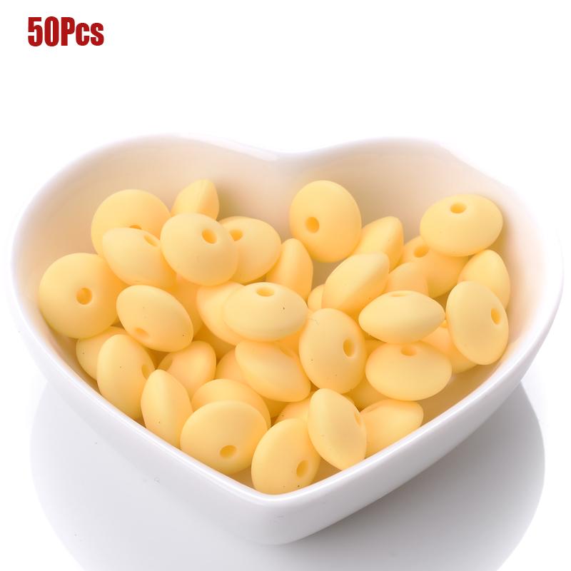 50pcs/lot 12mm Silicone Spacer Beads for DIY Charms Newborn Nursing Accessories Necklace Pacifier Chain Teething Toy BPA Free