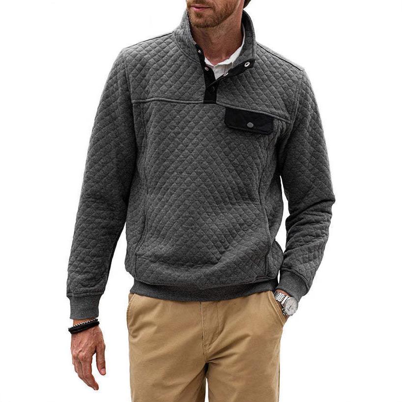 

Осень и Зима новый простой повседневный тренд свободный мелкая клетка с длинным рукавом воротник-стойка спортивный топ мужской 3XL