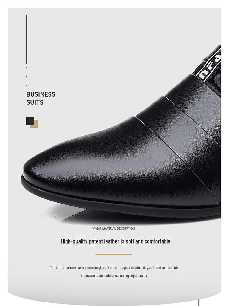 2024 Men's Leather Formal Business Shoes - Korean Style, Large Size, Pointed Toe, Casual Elegance