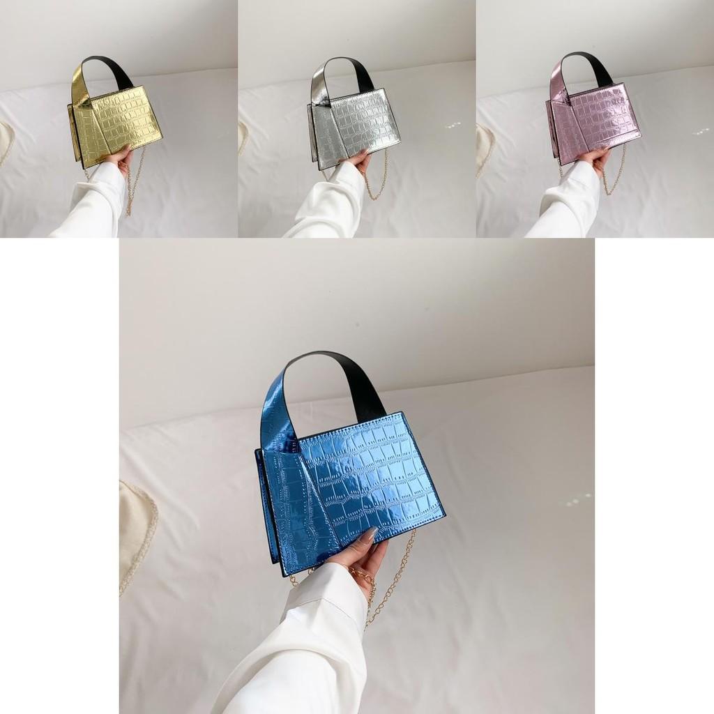 Trendy Chic Small Square Shoulder Bag For Women In Stylish Pink And Gold Options