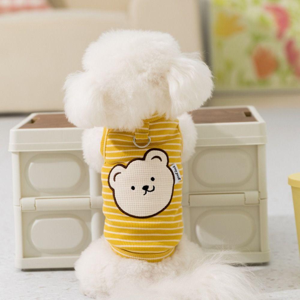 Bear Striped Pet Vest Cartoon Puppy Sweatshirt Fashion Pet Clothes  Four Seasons