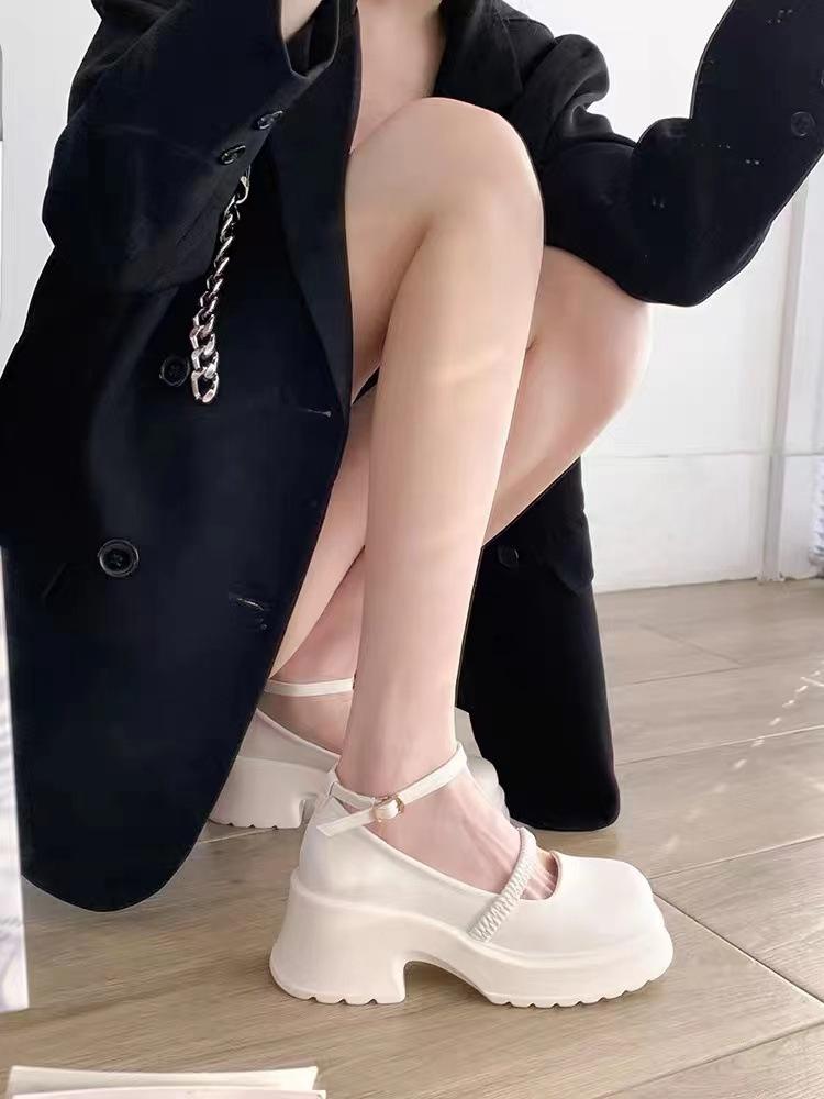 

Женская мода на толстой подошве, осенняя новинка, пряжка, круглый носок, мелкий повседневный толстый каблук, туфли Мэри Джейн, Zapatillas Mujer 40