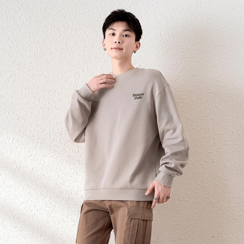 TonLion Men's Left Chest Print Crewneck Sweatshirt