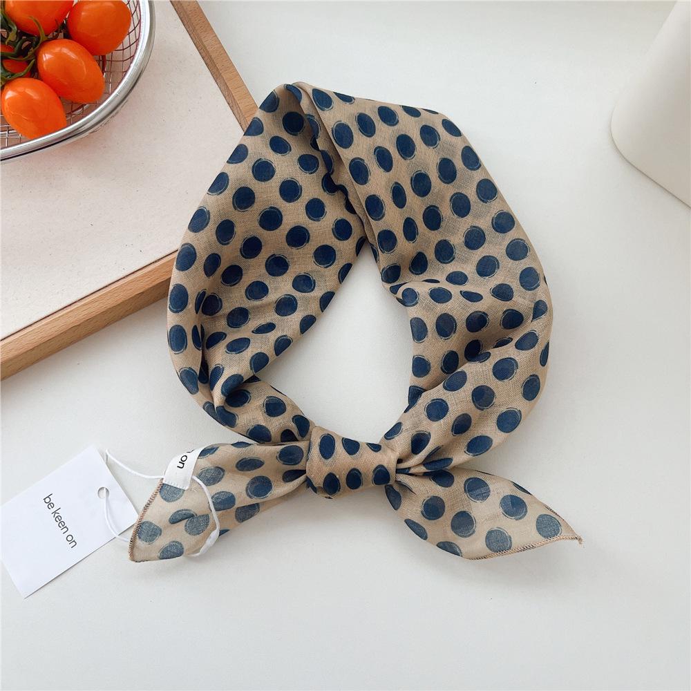 55 Polka Dot Silk Scarf: Spring Summer Korean Fashion Headscarf & Decorative Hairband for Women