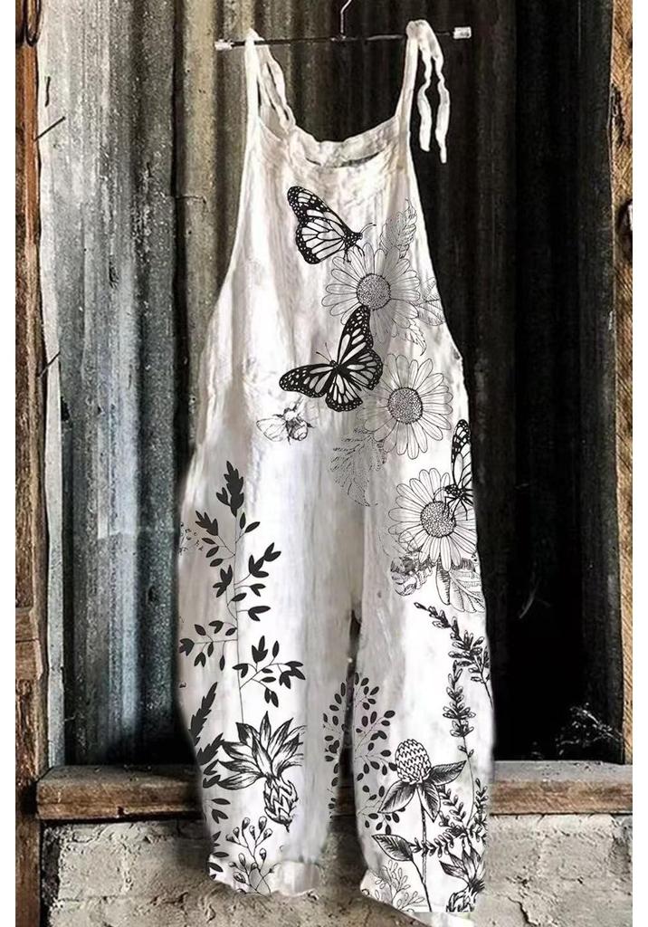2025 Summer Retro Print Wide-Leg Women's Jumpsuit
