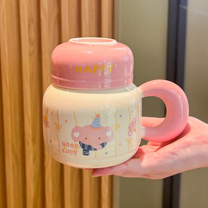 ins cute baby elephant ceramic mug high-value birthday gift for girl girlfriends meaningful souvenir