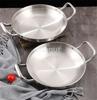 Stainless Steel Gold Golden Seafood Rice Pot Home Cooking Paella Pan Picnic Snack Plates Cookware Saucepan Dry Pots with Handle