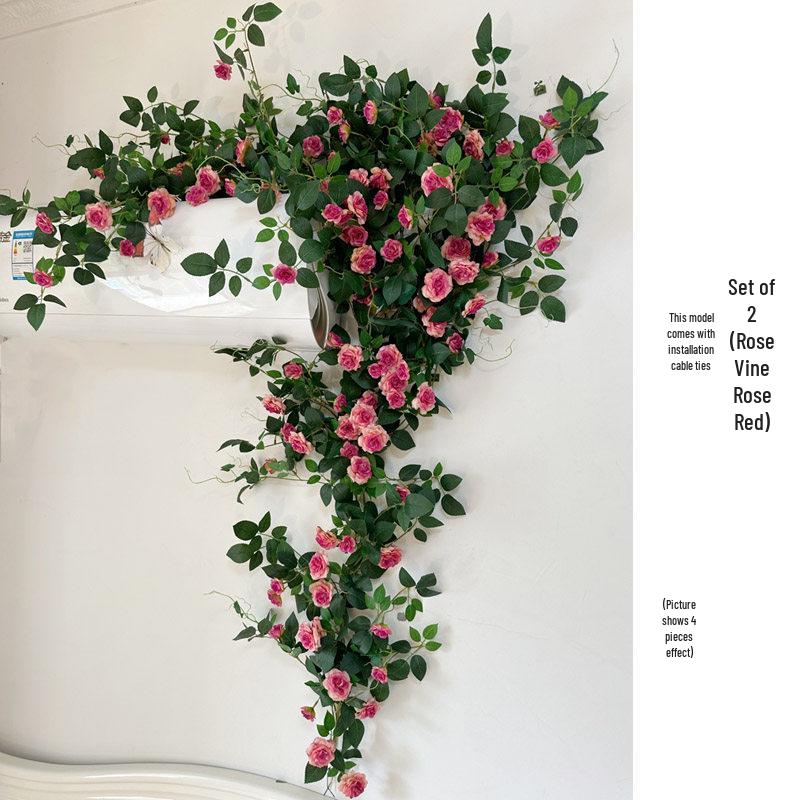 Rose Vine Artificial Flower Decor for Air Conditioner Pipes or Balcony Railings