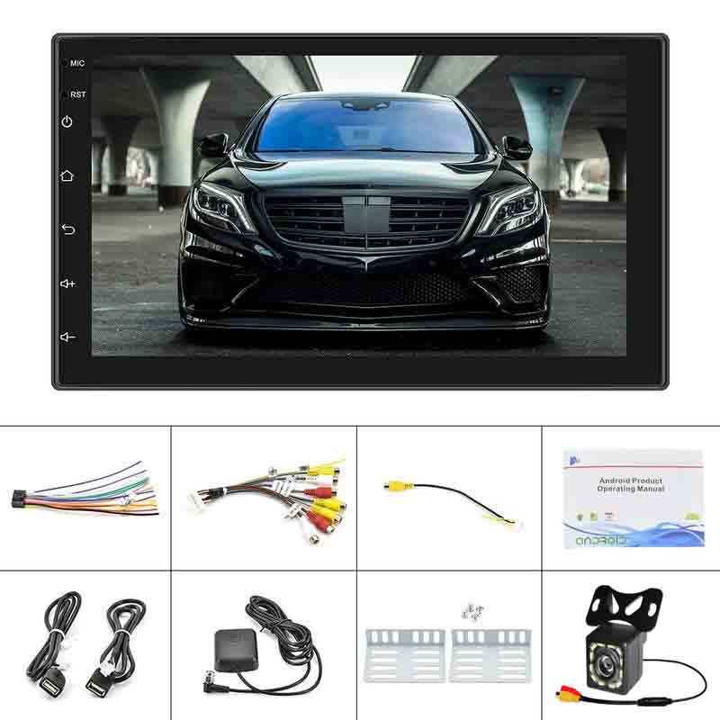 7''  Universal Auto Android Car Radio Touch Screen Support Car DVR Rear View Mirror Link WIFI GPS Bluetooth FM Receiver