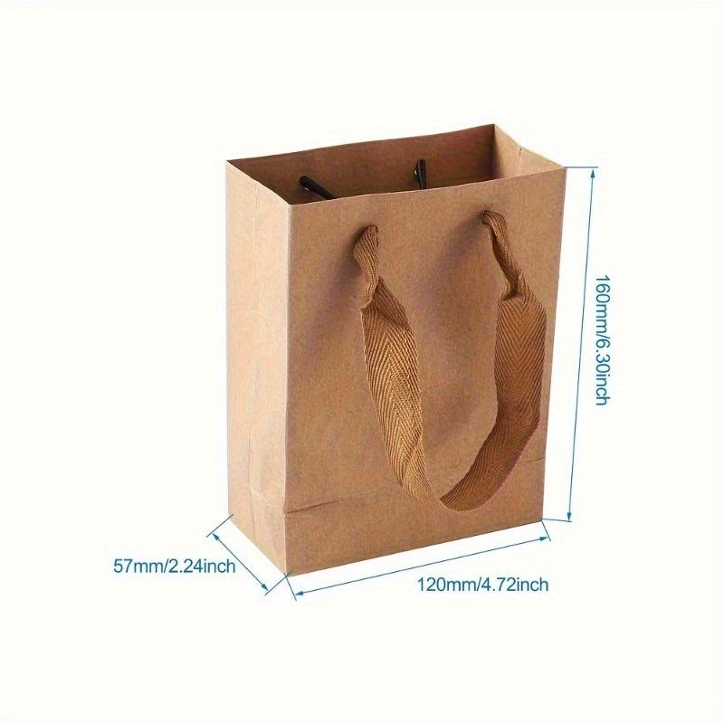10pcs Brown Rectangular Kraft Paper Bags with Nylon Handles, Retail Shopping Merchandise Bags, Party Favors Package Gift Bags