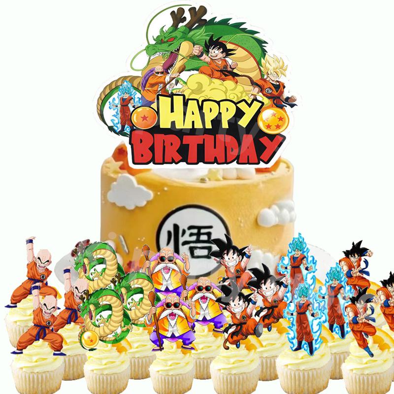 Dragon Ball Cake Decoration Goku Figure Birthday Party Supplies Cupcake Toppers Party Favors Baby Shower Toys Gifts