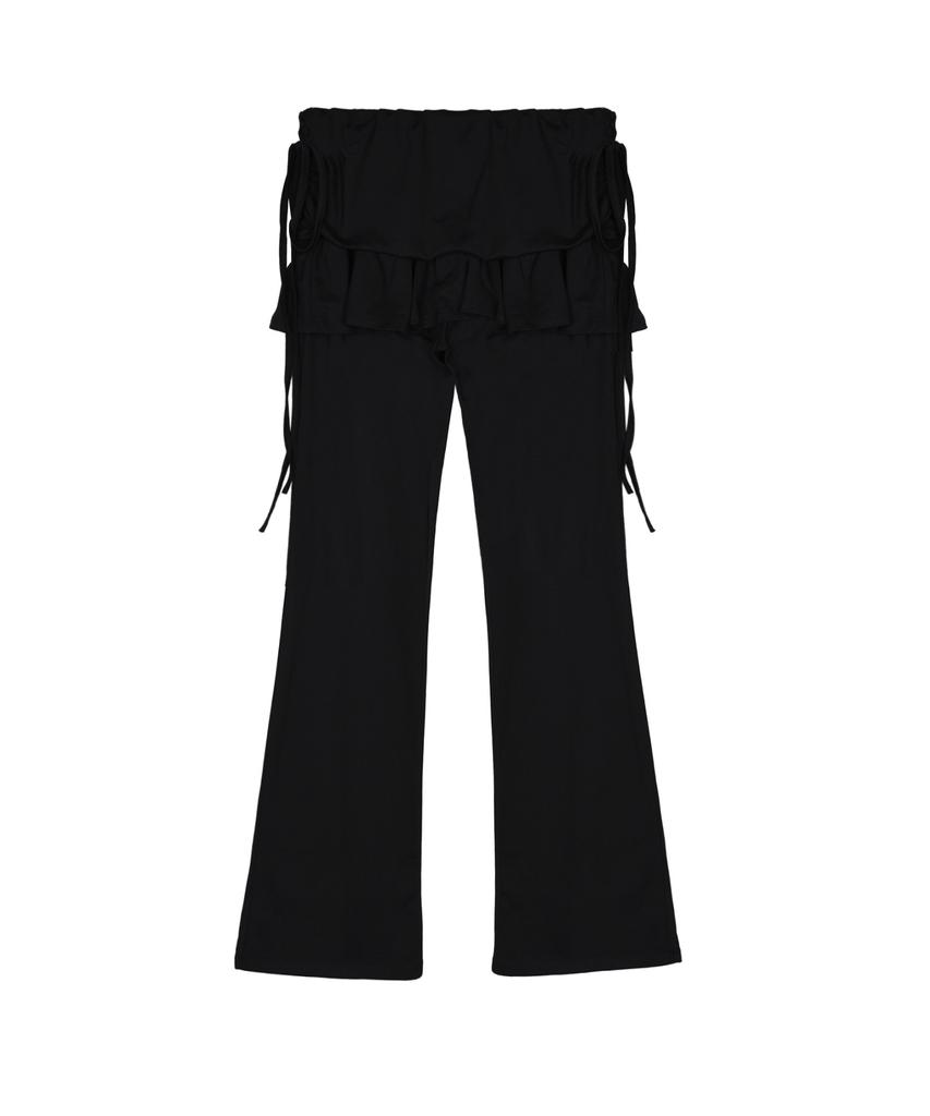Nigaennikol Layered Ruffle Skirt Pants_Black