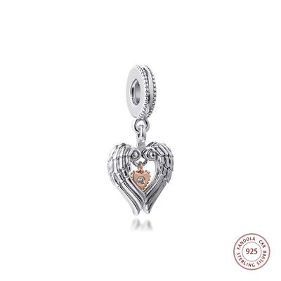 Se adapta a la pulsera europea de Plata de Ley 925 Club 2021 alas de Ángel y cuentas y abalorios colgantes para fabricación de joyería fina DIY