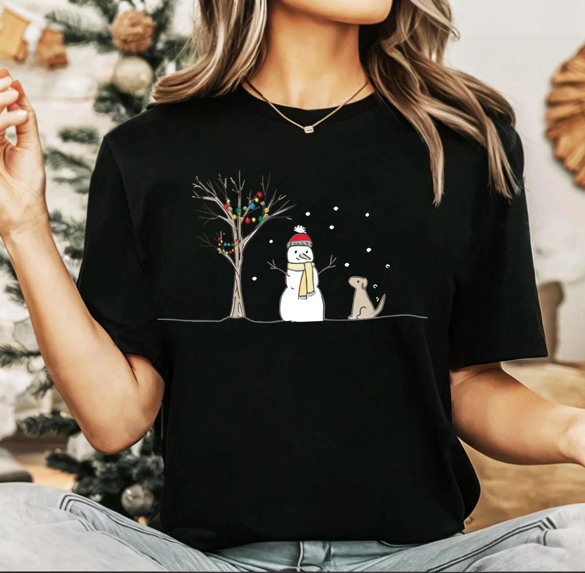 2024 Christmas unisex t-shirt,Night before christmas party, Snowman Dog S