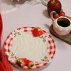 1pc Restaurant Utensils Retro Checkered Three-dimensional Strawberry Ceramic Underglaze Color Plates Dessert Plates Home Gifts