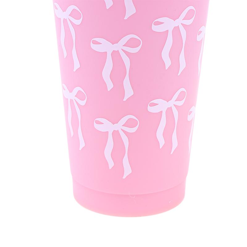 1Pc 710Ml Kawaii Bow Reusable Party Cups With Straw Lid Coffee Juice Tea Cute Tumbler With Straw Plastic Cups Summer Gifts