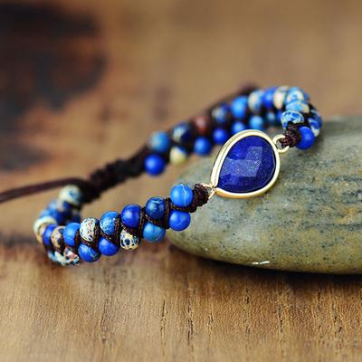 Man Stone String Braided Strand Bracelet Yoga Friendship Lover Wrap Jewelry Accessory