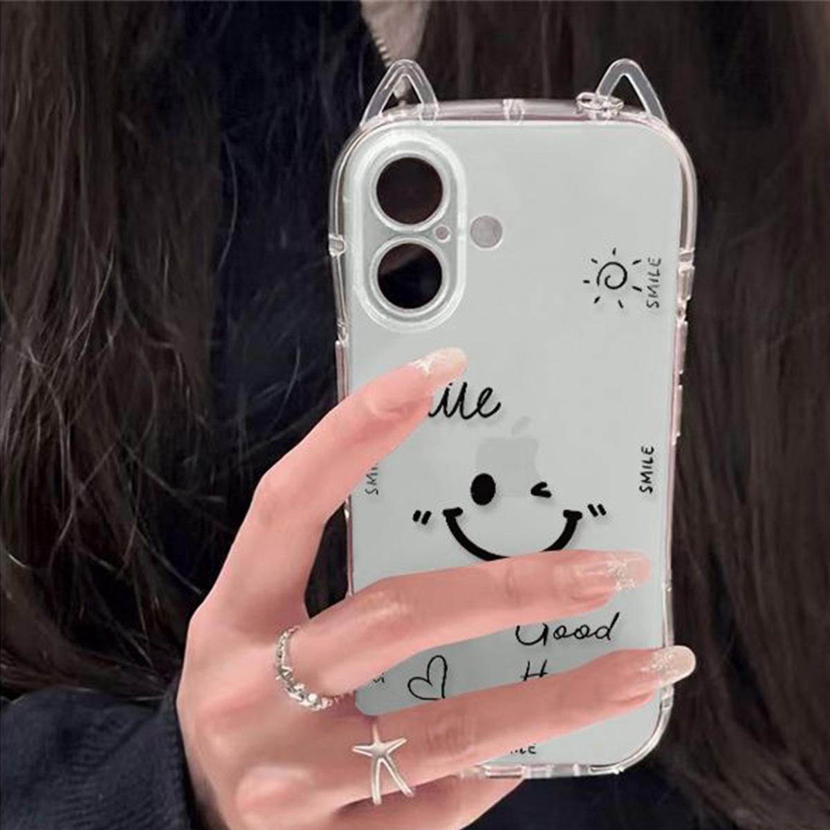 

High-End Simple Transparent Cat Ears for Apple Phone Case Advanced Mobile Phone Accessories For iPhone 17PROMAX