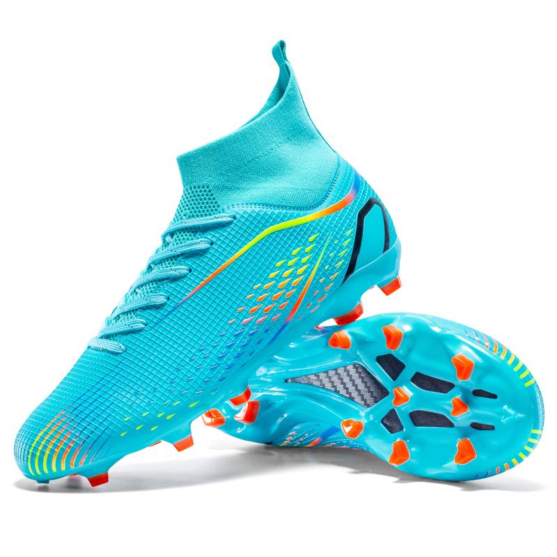 LiXingMing Men Football Shoes White Teenager Artificial Grassland Durable High-Tops Non Slip Outdoor Training Soccer Sneakers