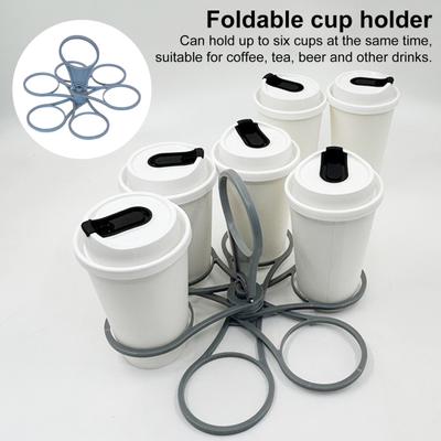 6-Cup Foldable Coffee Carriers Portable Drink Holder Tray with Handle Universal Cup Holder for Parties Camping Beverages