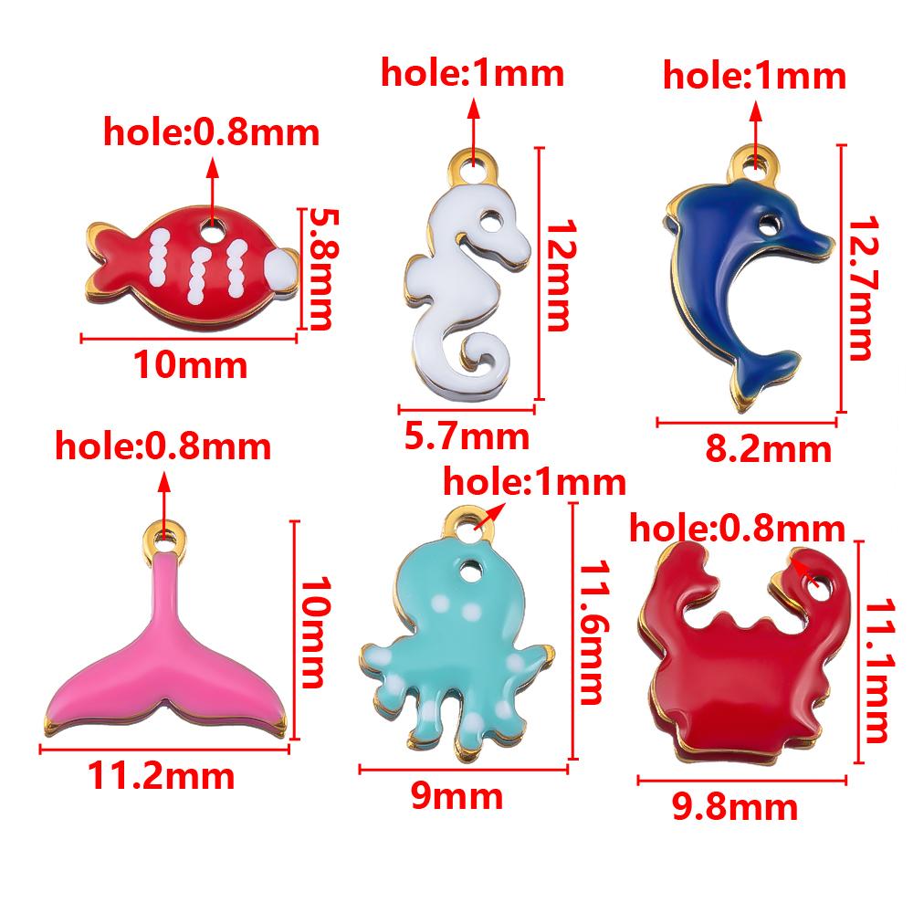 20pcs Stainless Steel Cute Marine Dolphin Octopus Crab Fish Tail Starfish Charms Necklace Earring Pendant for DIY Jewelry Making