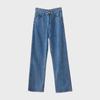 Jeans rosa petite a vita alta stile coreano a gamba larga - Estivo da donna vestibilità ampia