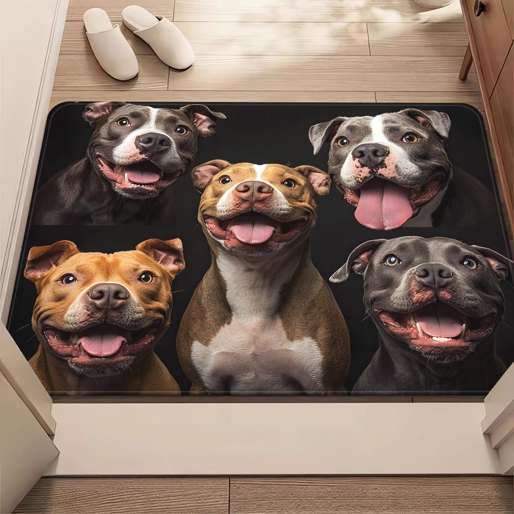 Group of Dogs Welcome Doormat - Non-Slip Microfiber Floor Mat for Entryway & Bedroom - Washable Pet Lover Home Decor Carpet