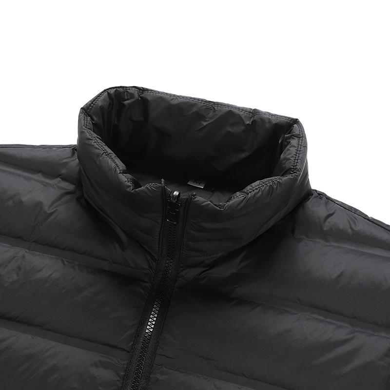 Men's Black Lightweight Down Jacket Stand Collar Warm Winter Puffer Coat