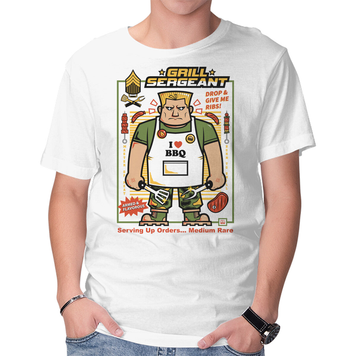 Unisex Crew Neck T-Shirt Grill Sergeant Graphic Short Sleeve Casual Tee S